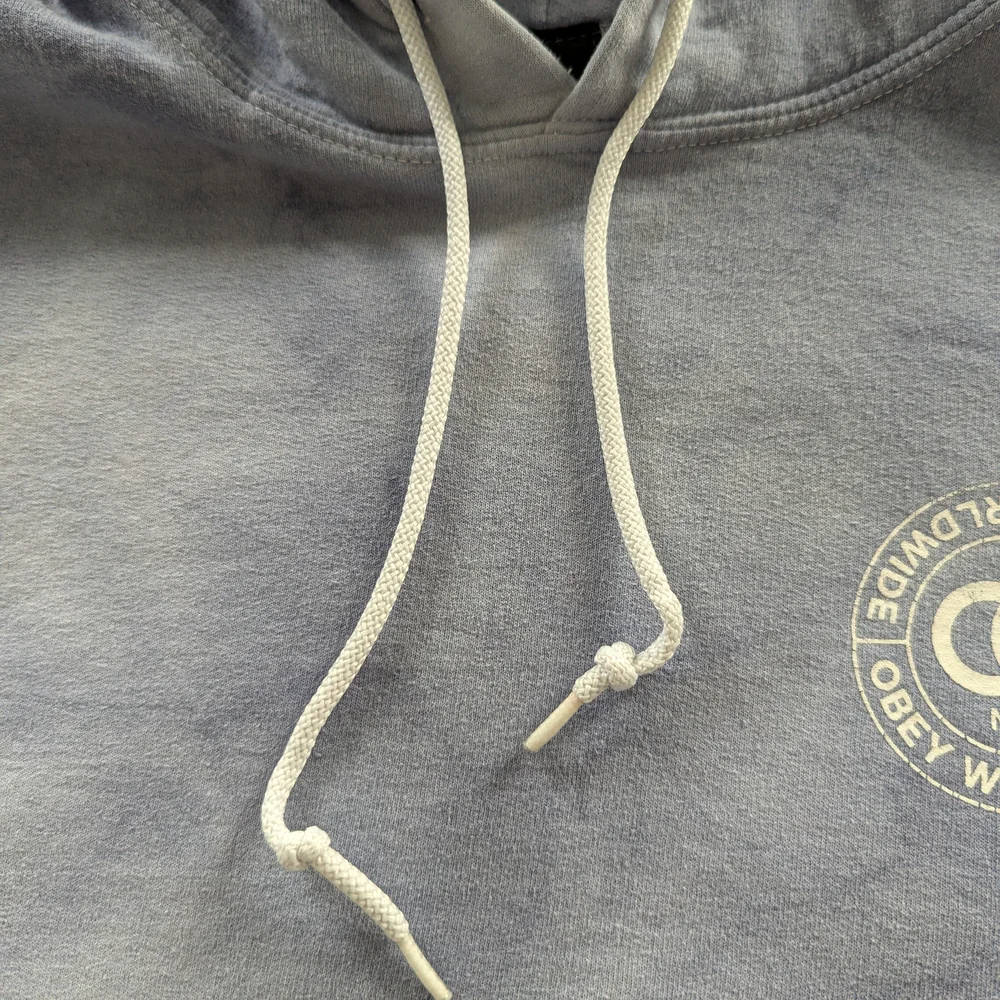 Obey Propaganda Worldwide Blue Tye dye Acid Wash Hoodie Sweater